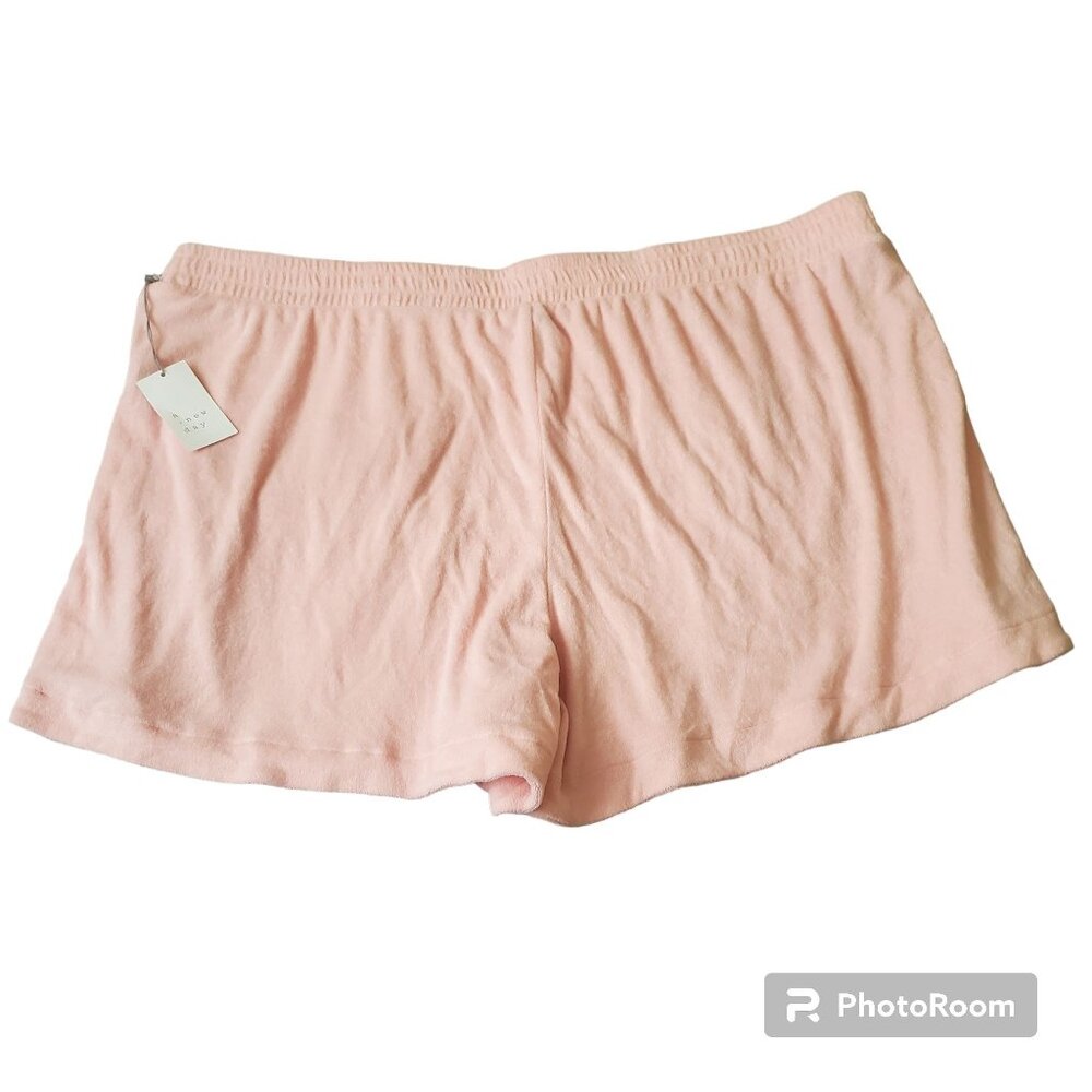 A new day womens shorts size 4X pink color solid Terrycloth Pull-on mid waist - Picture 2 of 9
